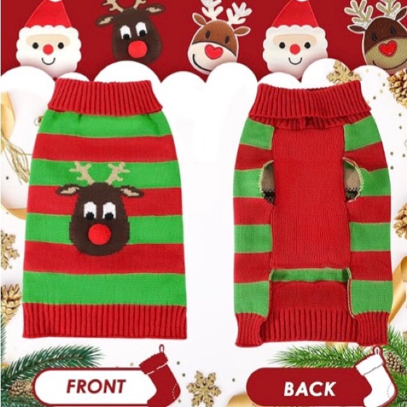 Festive Turtleneck Dog Sweater - Picture 4 of 5